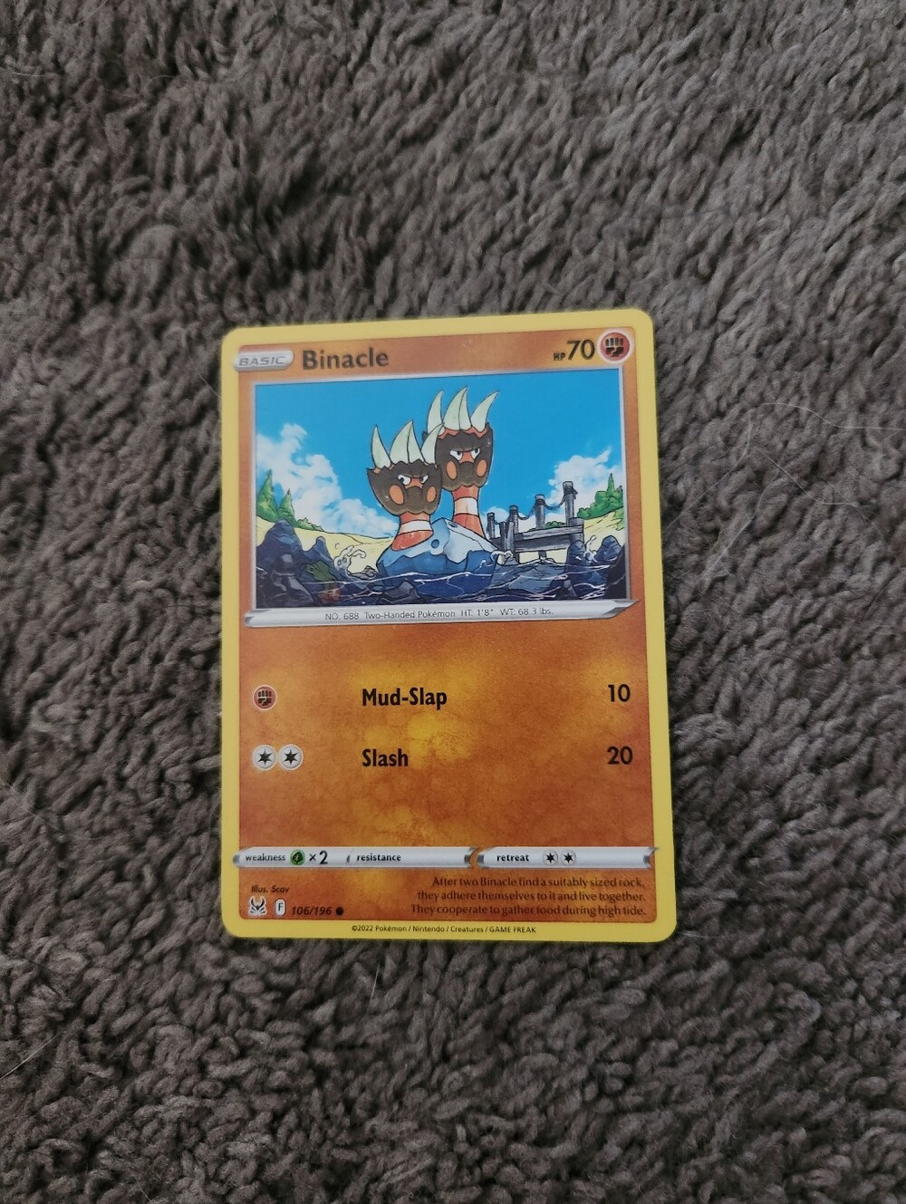 Binacle 106/196 NM / M - Lost Origin Pokemon Card